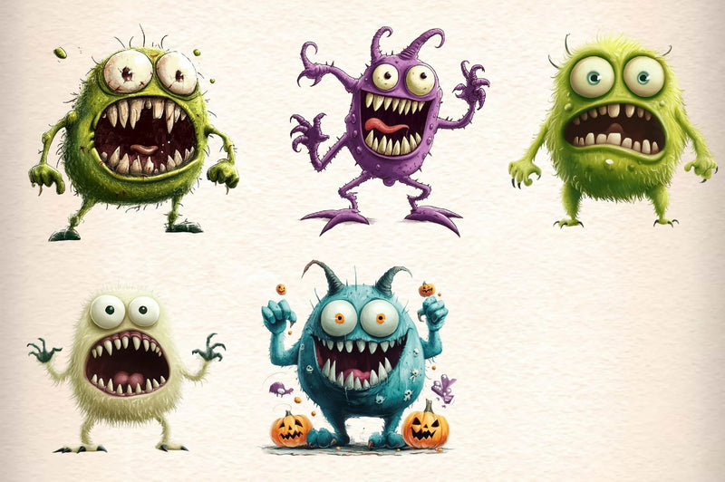 Cute Halloween Monsters Clipart Bundle - CraftNest - Digital Crafting and Art