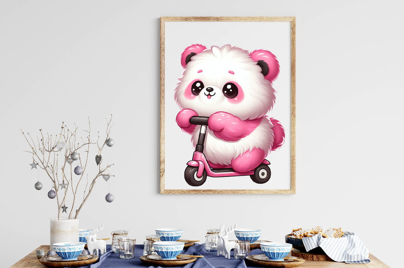 Cute Animals In Pink Scooter Clipart Bundle - CraftNest - Digital Crafting and Art