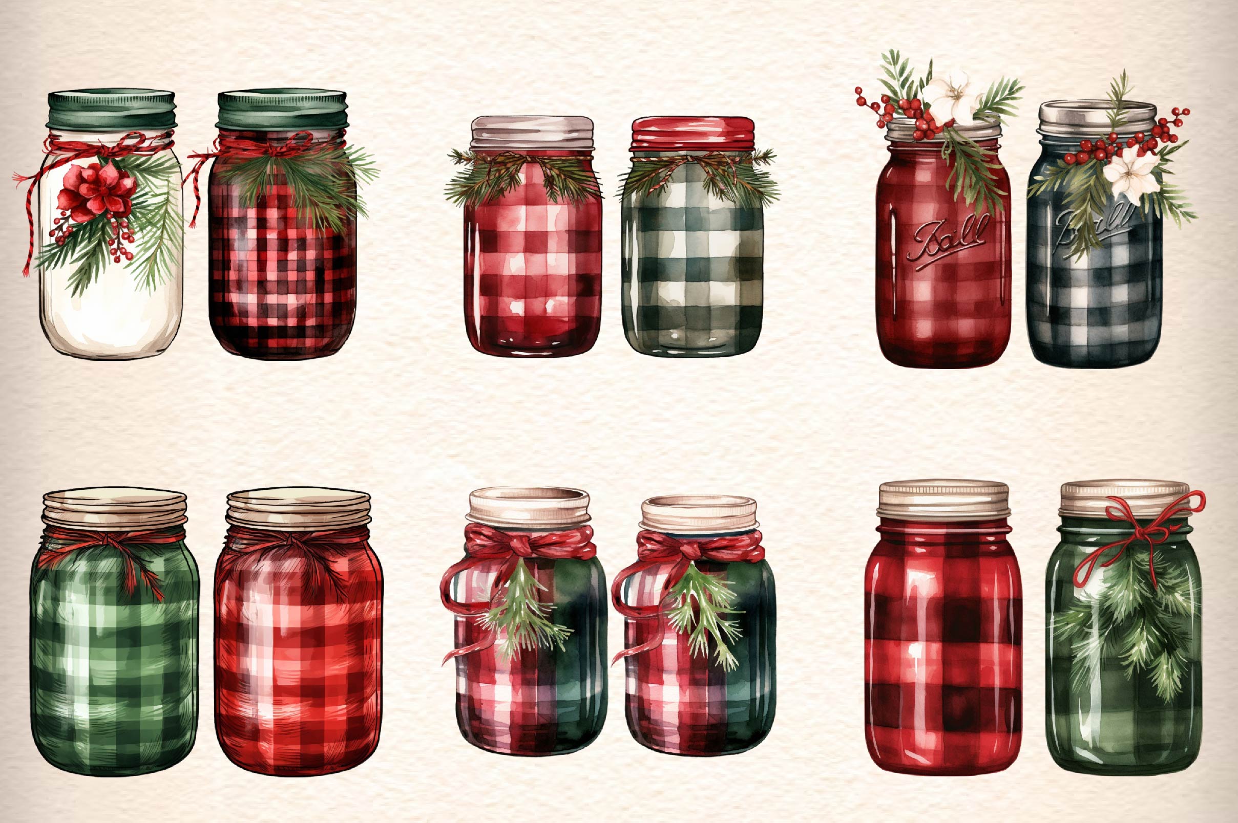 Christmas Mason Jar Clipart Bundle - CraftNest - Digital Crafting and Art
