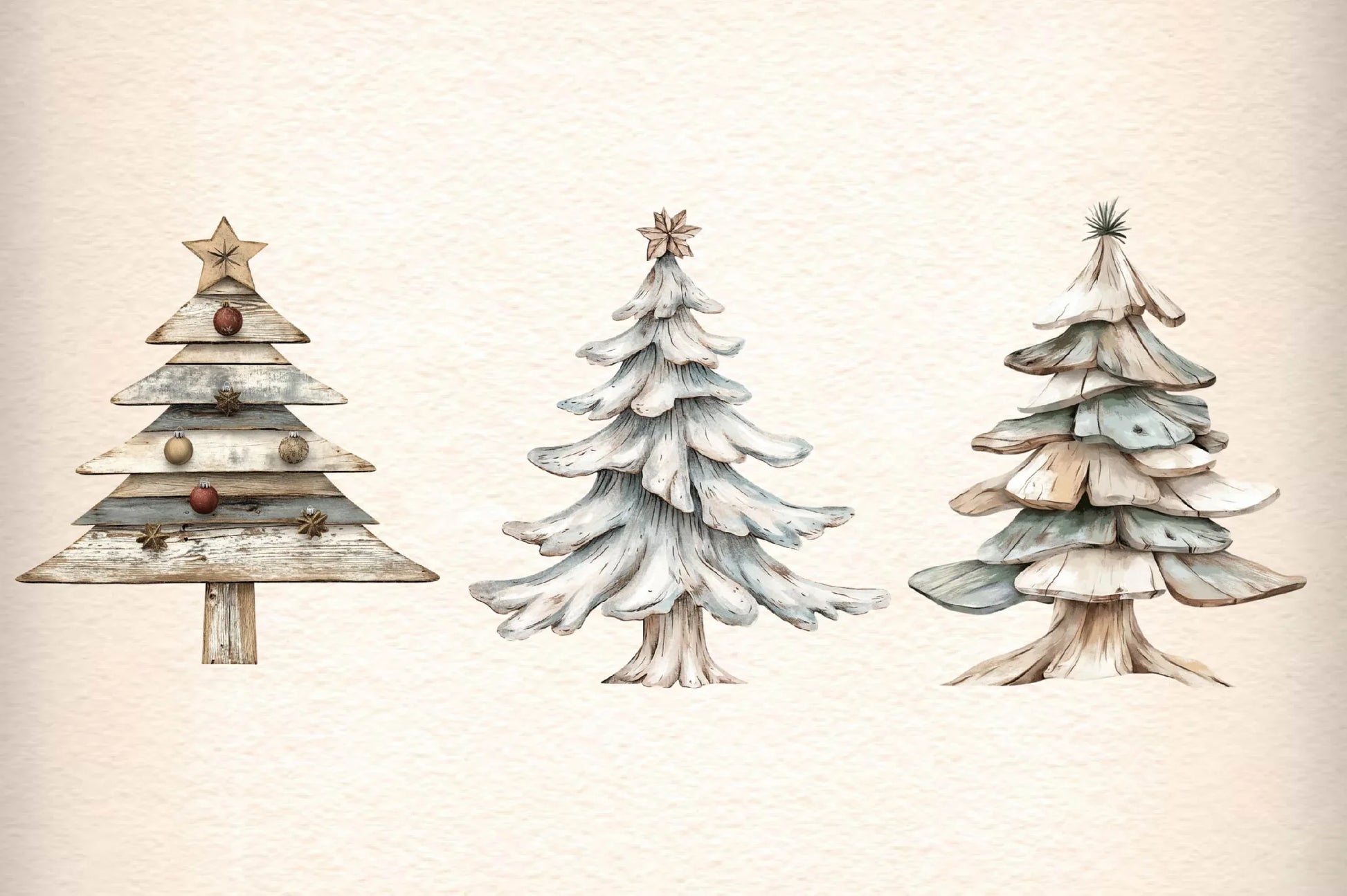 Driftwood Christmas Tree Clipart Bundle - CraftNest - Digital Crafting and Art