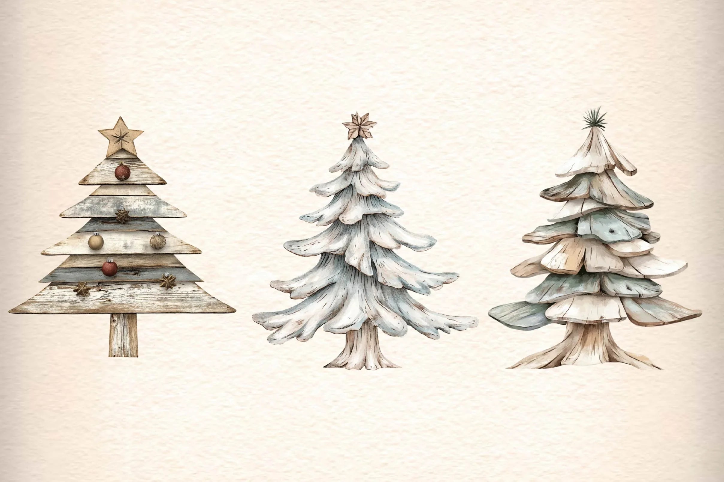 Driftwood Christmas Tree Clipart Bundle - CraftNest - Digital Crafting and Art