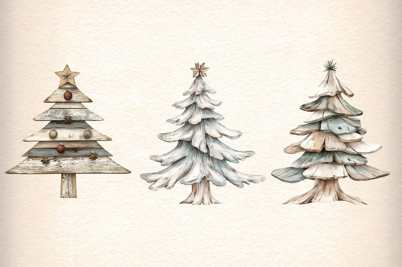 Driftwood Christmas Tree Clipart Bundle - CraftNest - Digital Crafting and Art