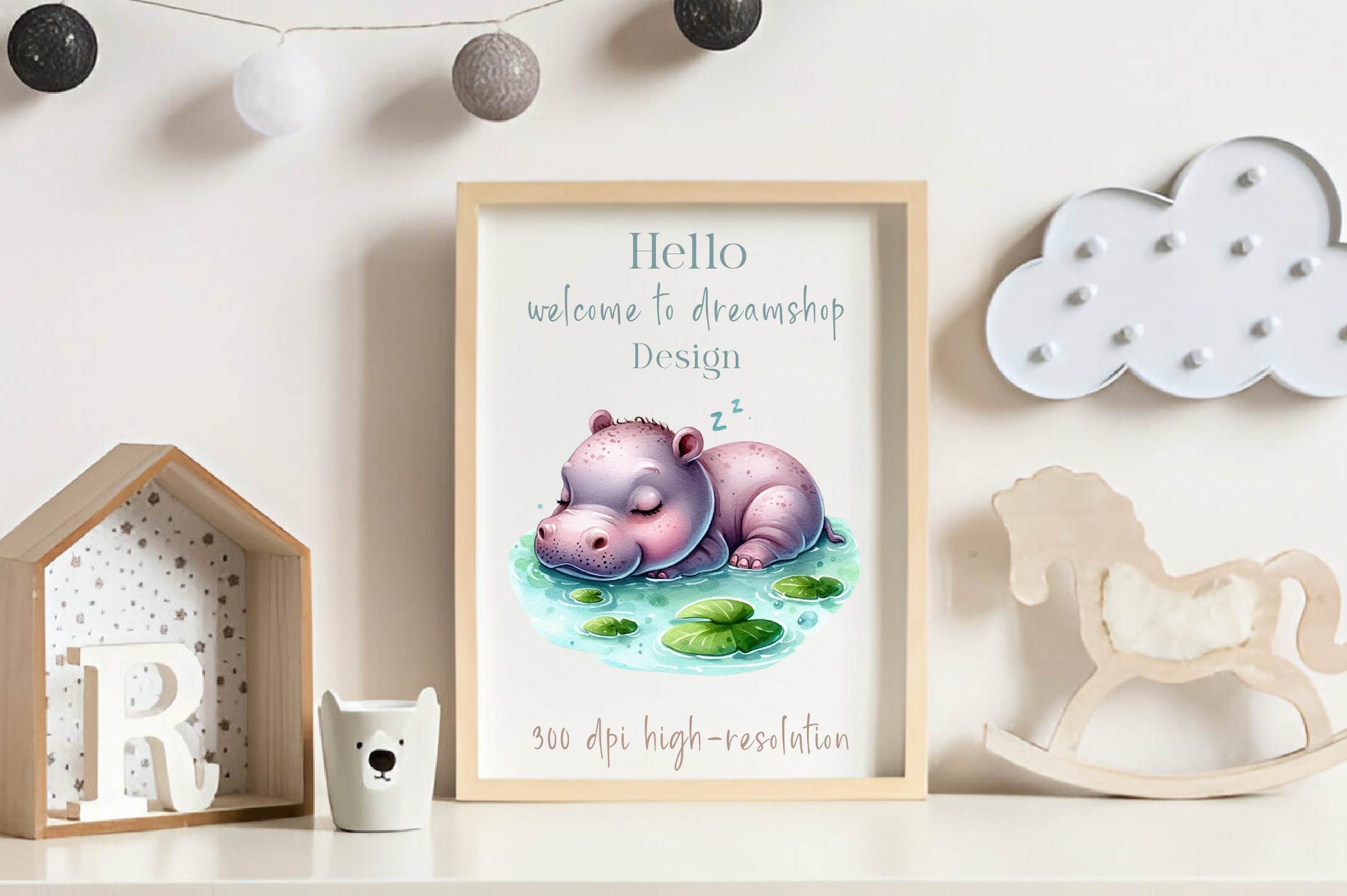 Sleeping Baby Hippo Clipart Bundle - CraftNest - Digital Crafting and Art