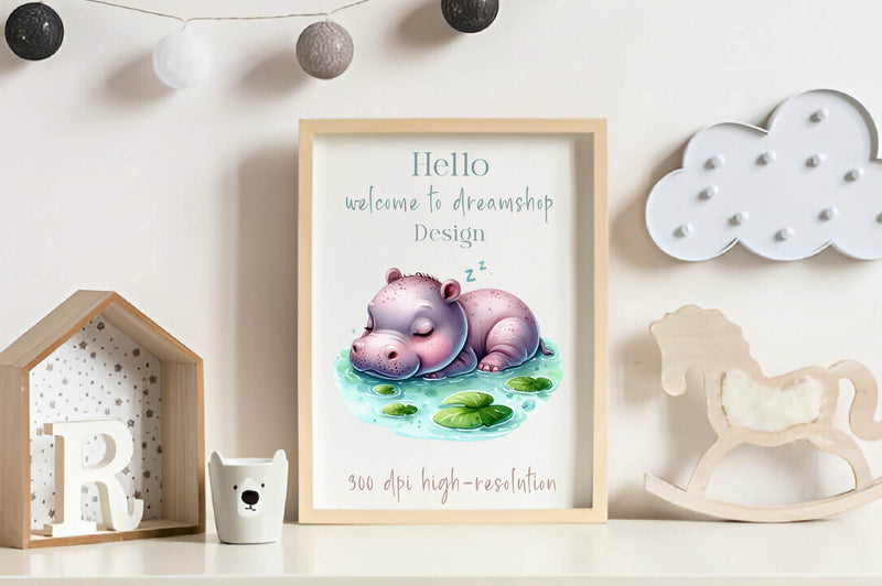 Sleeping Baby Hippo Clipart Bundle - CraftNest - Digital Crafting and Art