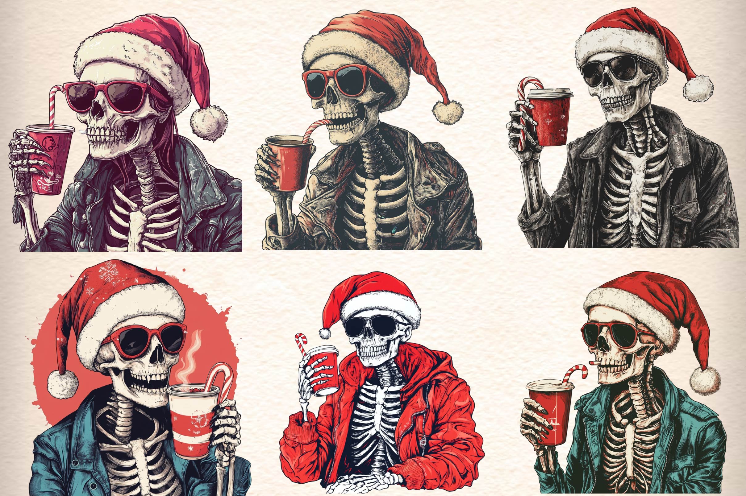 Christmas Skeleton Clipart Bundle - CraftNest - Digital Crafting and Art