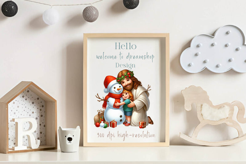 Christmas Jesus With Snowman Clipart Bundle - CraftNest - Digital Crafting and Art