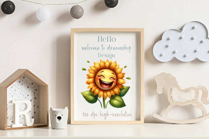 Cute Laughing Sunflower Clipart Bundle - CraftNest - Digital Crafting and Art