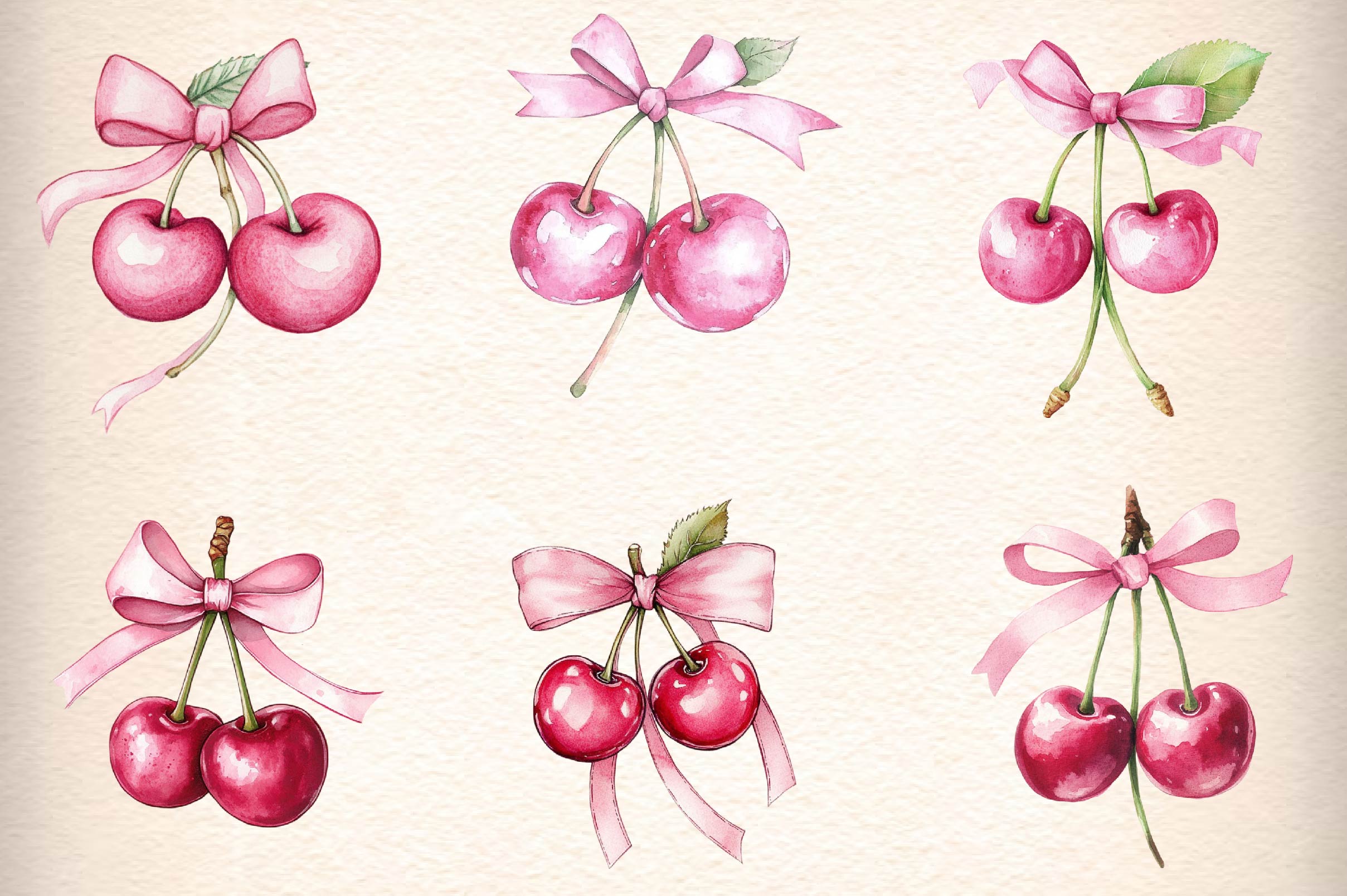 Coquette Cherries Bow Clipart Bundle 1 - CraftNest - Digital Crafting and Art