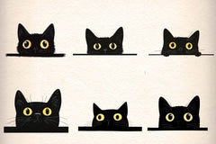 Black Cat Peeking Graphics Clipart Bundle - CraftNest - Digital Crafting and Art