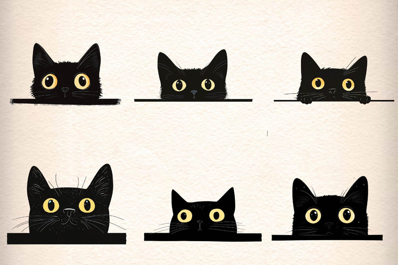Black Cat Peeking Graphics Clipart Bundle - CraftNest - Digital Crafting and Art