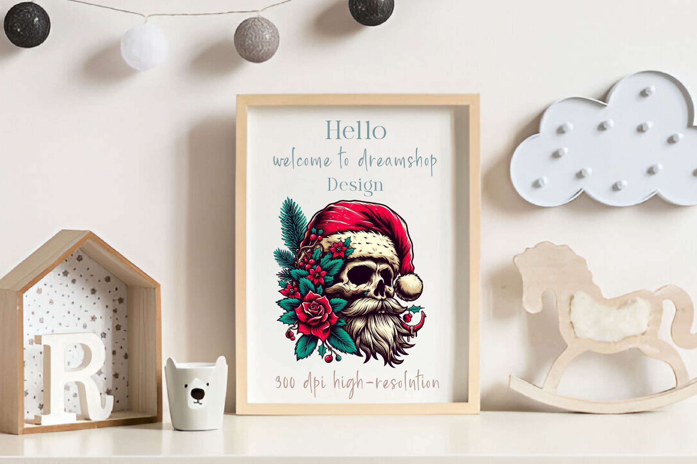 Christmas Vintage Santa Floral Skull Clipart Bundle - CraftNest - Digital Crafting and Art