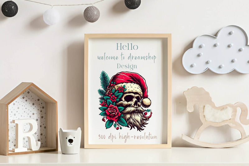 Christmas Vintage Santa Floral Skull Clipart Bundle - CraftNest - Digital Crafting and Art