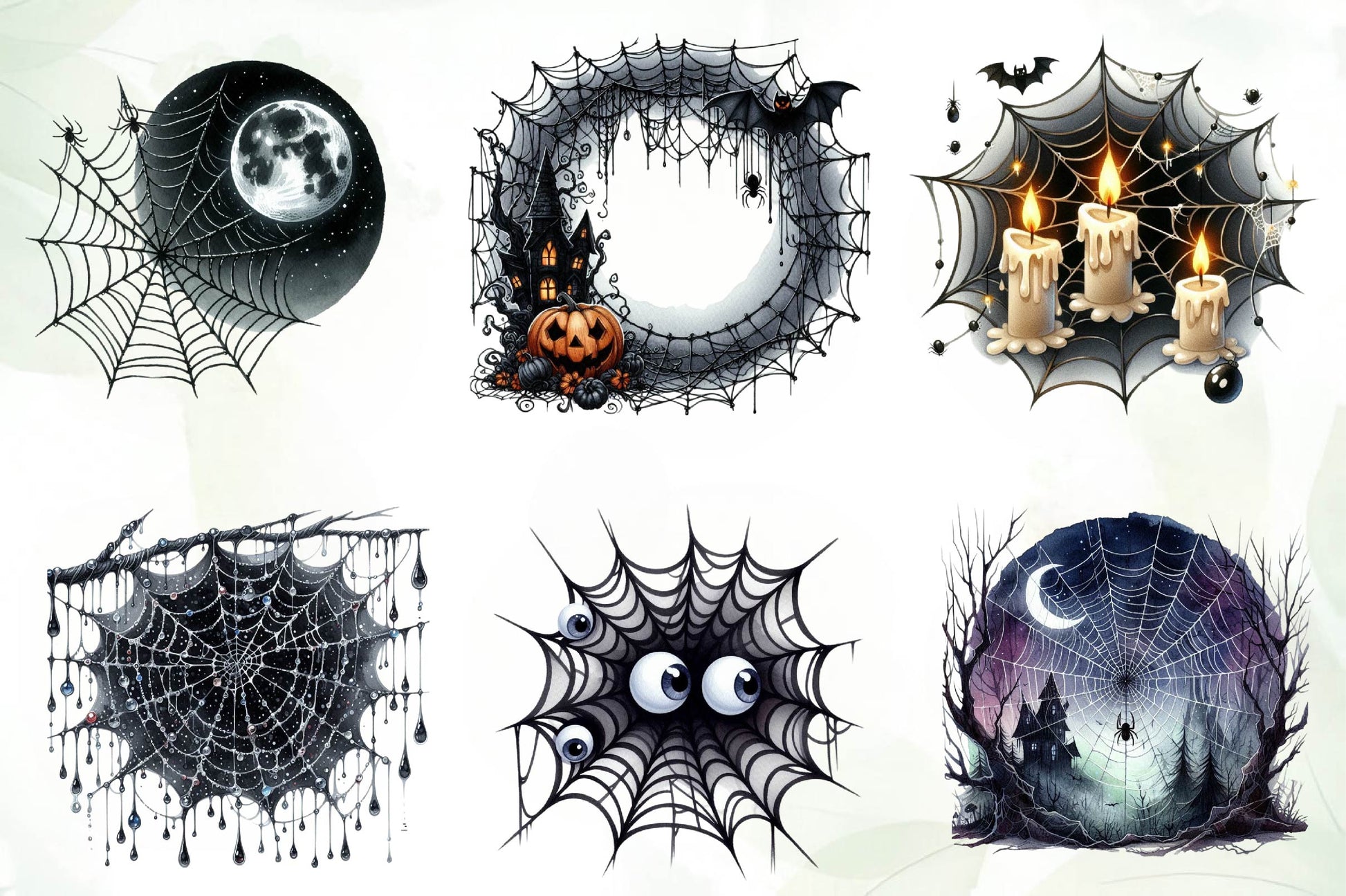 Black Cobweb Frame Halloween Spider Web Clipart Bundle - CraftNest - Digital Crafting and Art