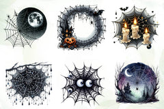 Black Cobweb Frame Halloween Spider Web Clipart Bundle - CraftNest - Digital Crafting and Art