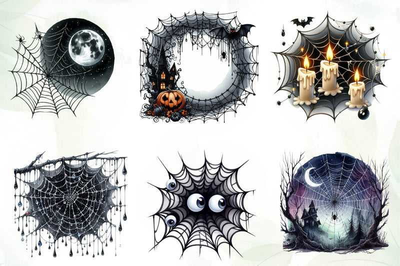 Black Cobweb Frame Halloween Spider Web Clipart Bundle - CraftNest - Digital Crafting and Art