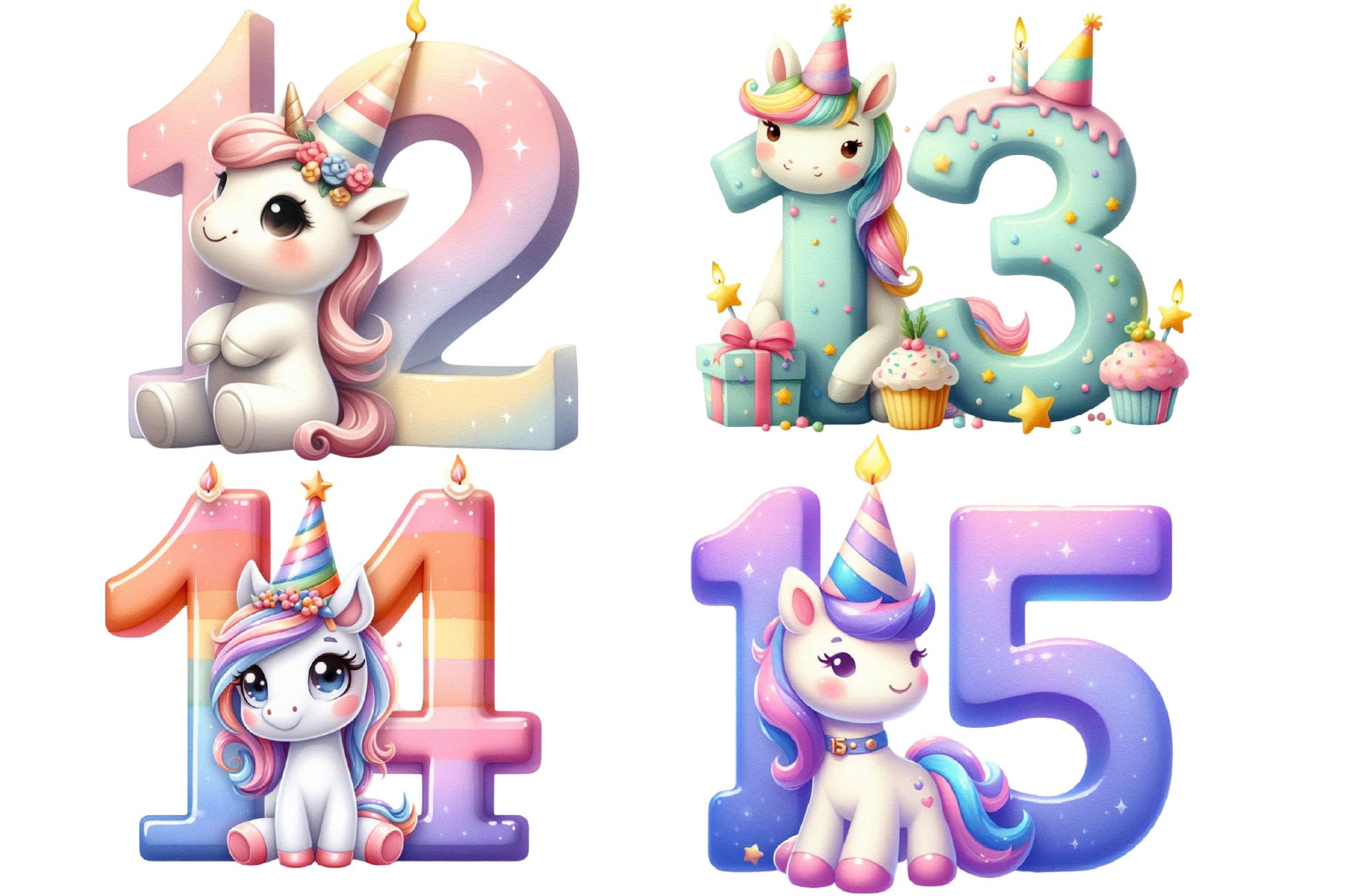 Birthday Unicorn Clipart Bundle - CraftNest - Digital Crafting and Art