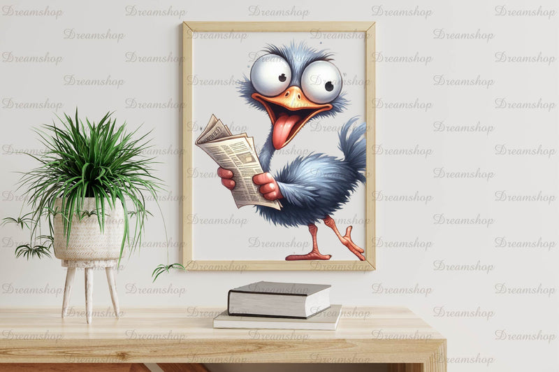 Cute And Funny Ostrich Clipart Bundle - CraftNest - Digital Crafting and Art