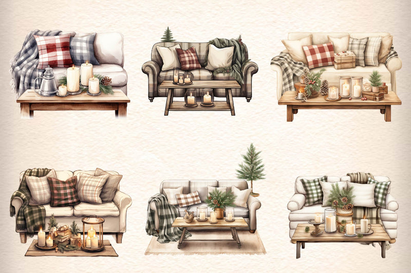 Cozy Living Room Clipart Bundle - CraftNest - Digital Crafting and Art
