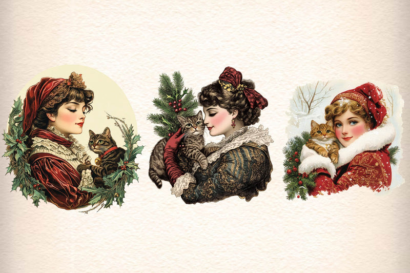Christmas Victorian Woman Clipart Bundle - CraftNest - Digital Crafting and Art