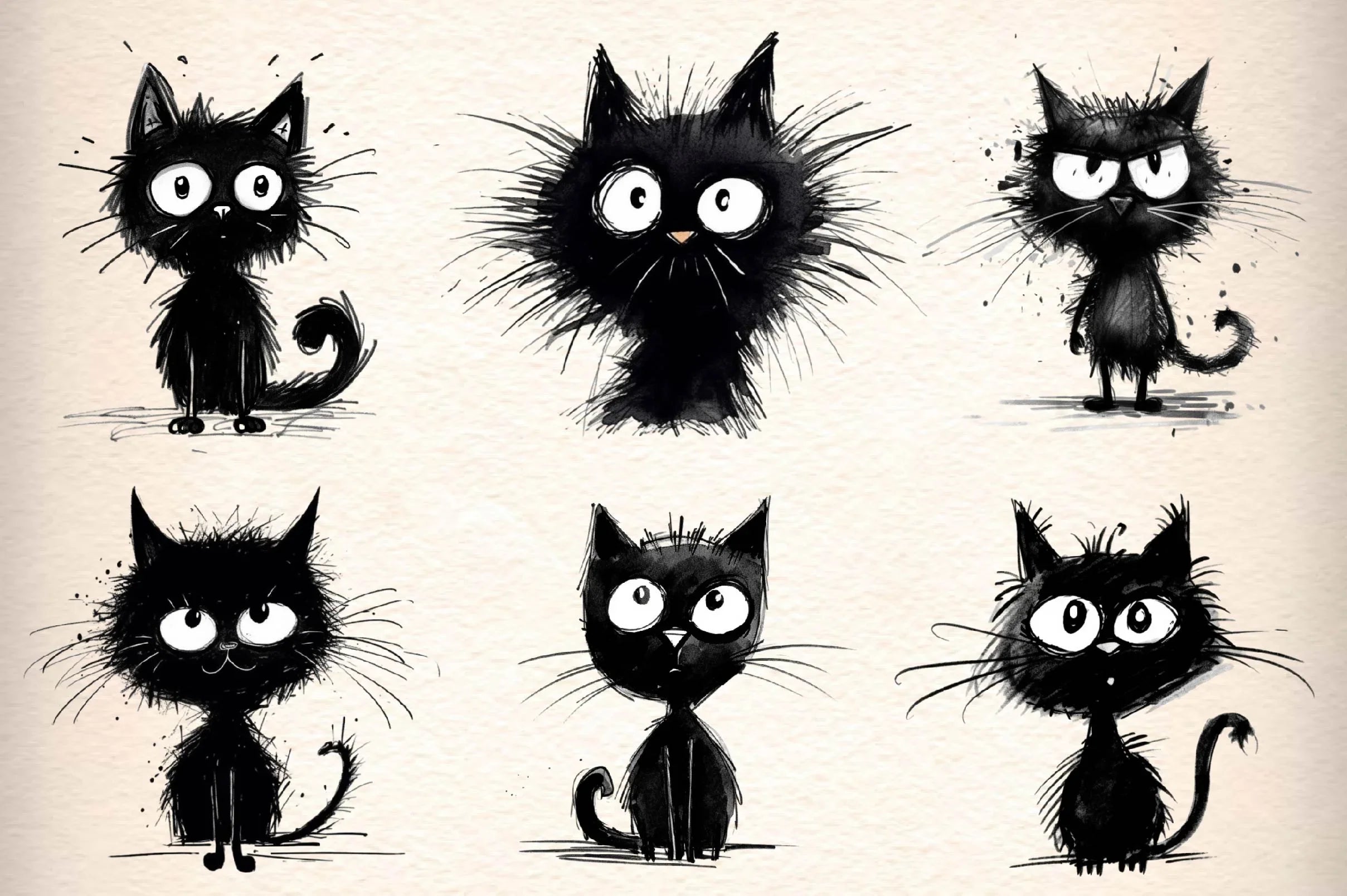 Whimsical Black Cat Clipart Bundle - CraftNest - Digital Crafting and Art
