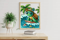 Summer Turtle Surfing On Wave Clipart Bundle - CraftNest - Digital Crafting and Art