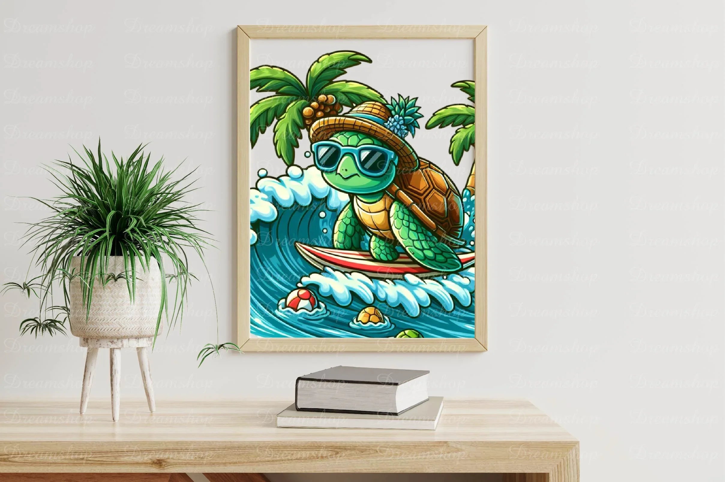 Summer Turtle Surfing On Wave Clipart Bundle - CraftNest - Digital Crafting and Art