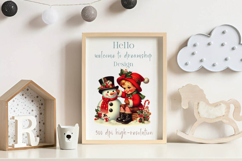 Vintage Child And Snowman Clipart Bundle - CraftNest - Digital Crafting and Art