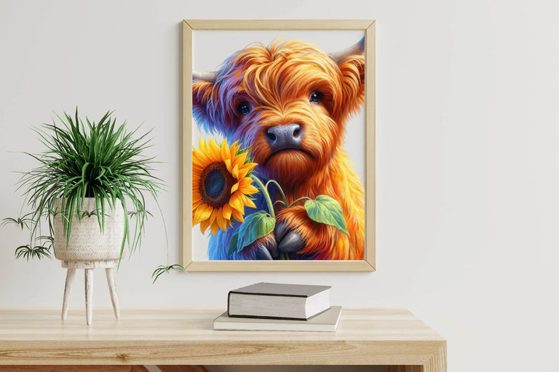 Highland Cow With Sunflowers Clipart Bundle - CraftNest - Digital Crafting and Art