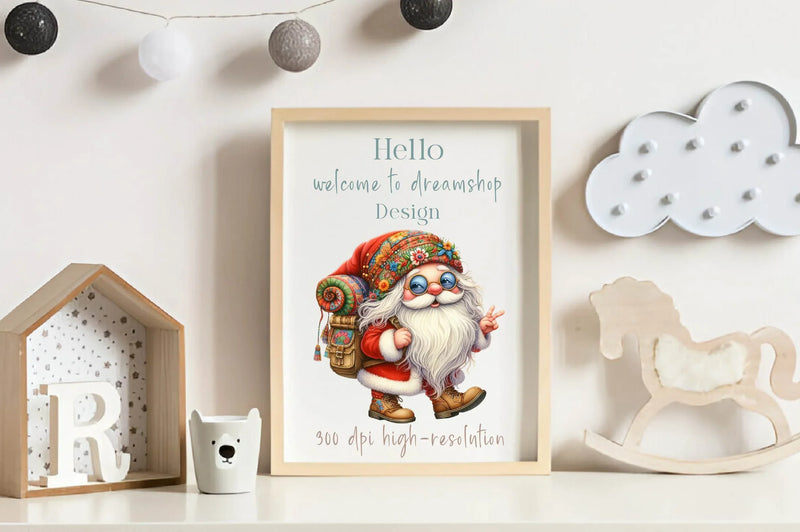 Hippie Santa Claus Clipart Bundle - CraftNest - Digital Crafting and Art