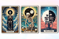 Funny Skeleton Tarot Cards Clipart Bundle - CraftNest - Digital Crafting and Art