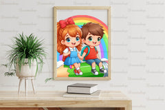 Kid Boy And Girl Go To School Clipart Bundle - CraftNest - Digital Crafting and Art