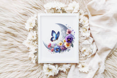 Butterfly With Floral Moon Clipart Bundle - CraftNest - Digital Crafting and Art