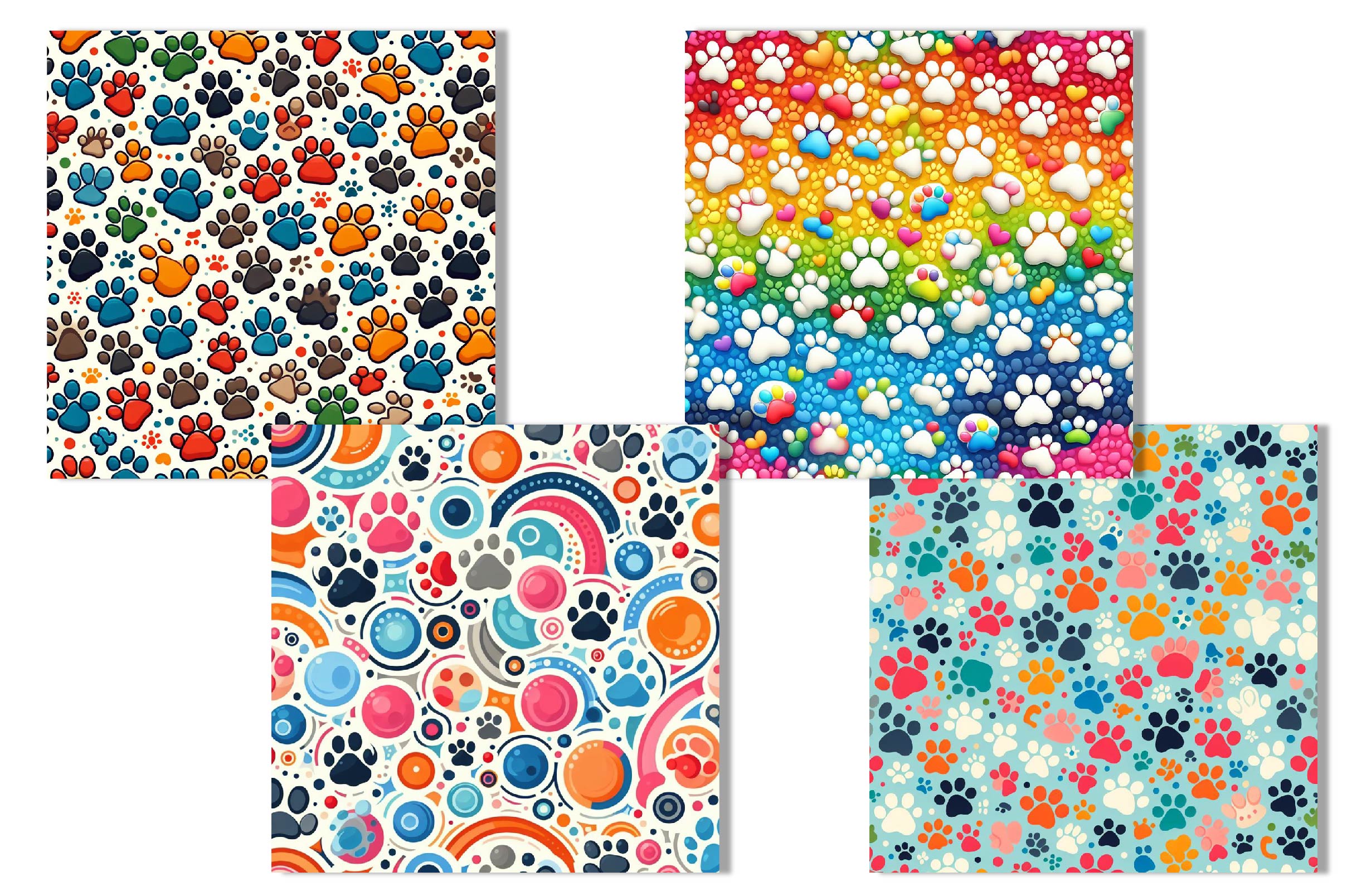 Colorful Paw Prints Backgrounds Clipart Bundle - CraftNest - Digital Crafting and Art
