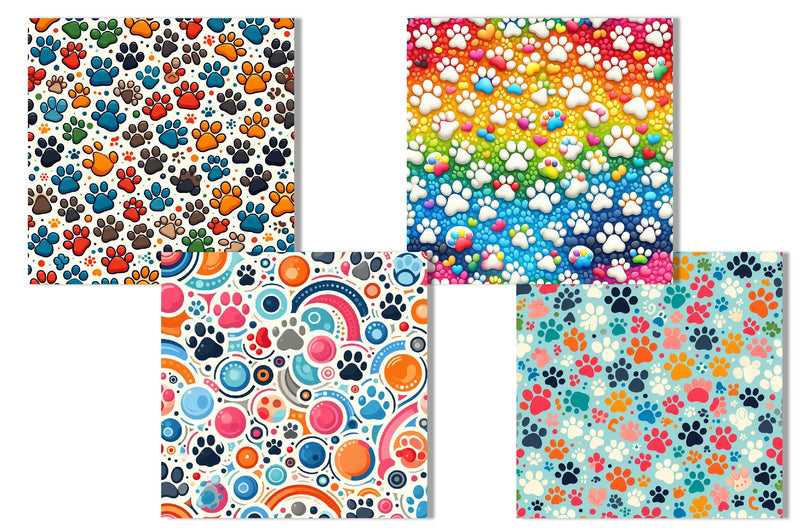 Colorful Paw Prints Backgrounds Clipart Bundle - CraftNest - Digital Crafting and Art
