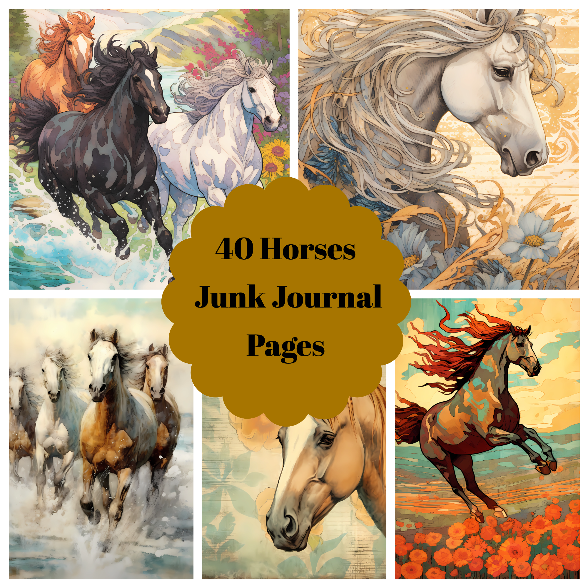 Horses Junk Journal Pages - CraftNest