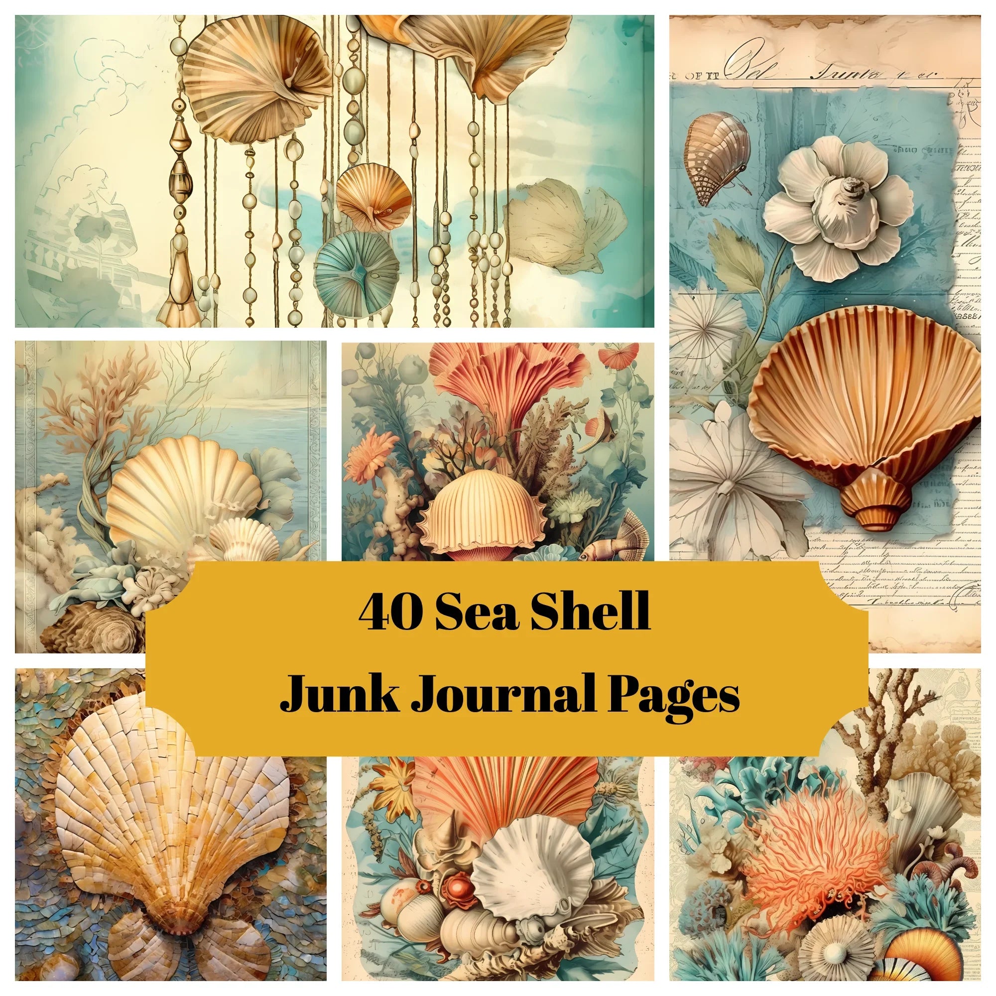 Junk Shells Sea Shells Junk Journal Pages