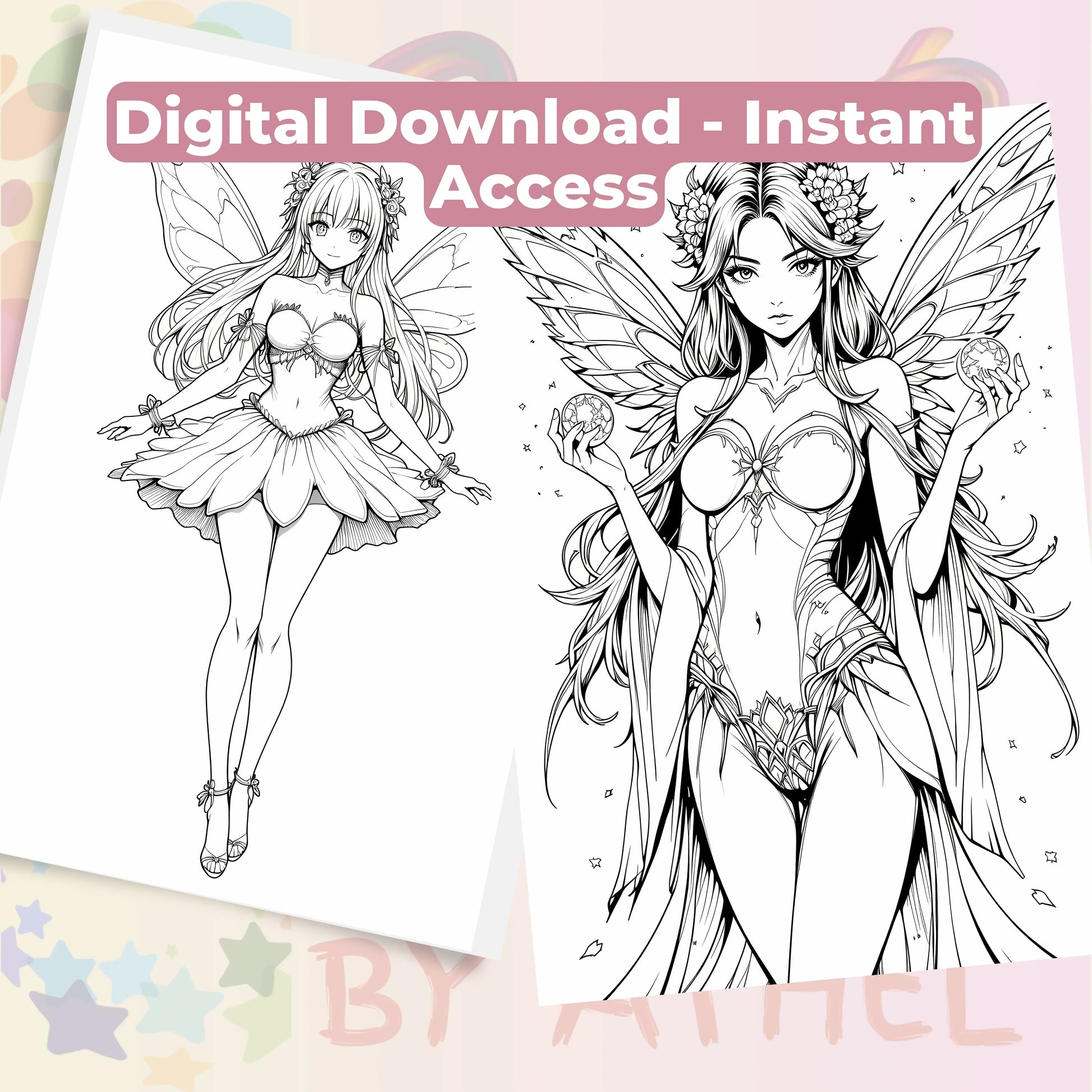 Anime Autumn Fairies Coloring Book Bundle - CraftNest - Digital Crafting and Art
