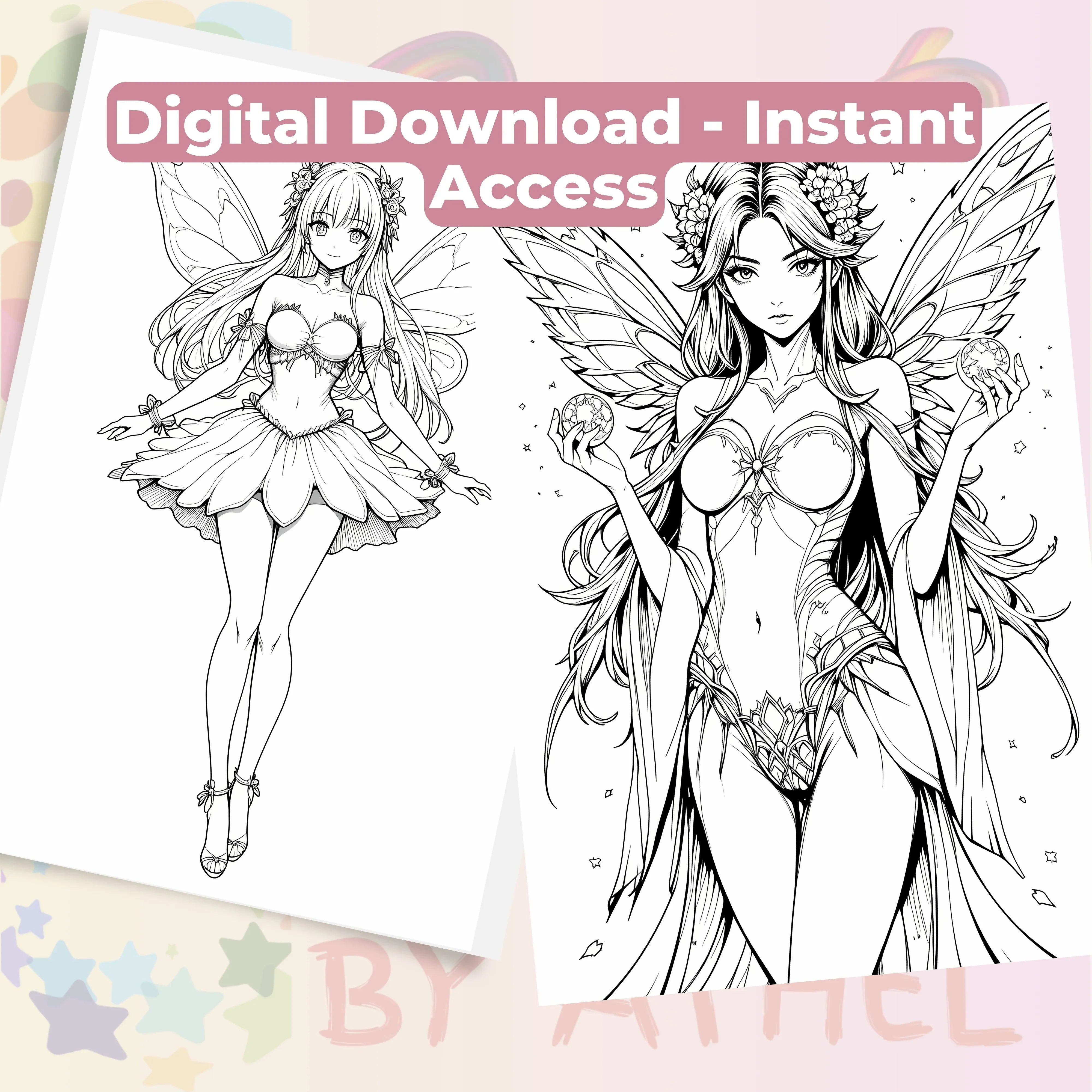 Anime Autumn Fairies Coloring Book Bundle - CraftNest - Digital Crafting and Art