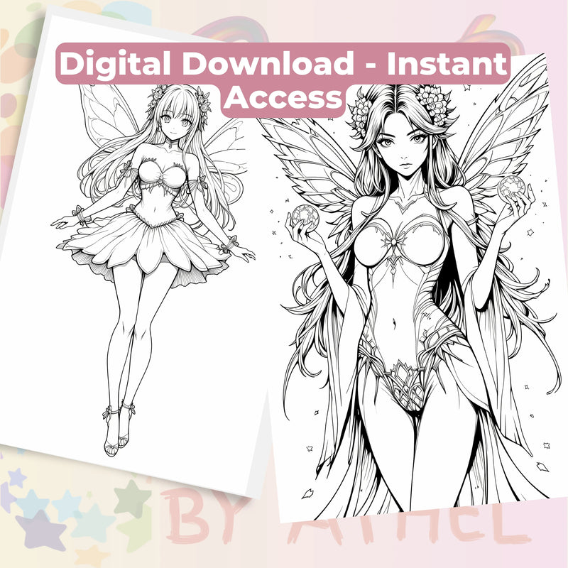 Anime Autumn Fairies Coloring Book Bundle - CraftNest - Digital Crafting and Art