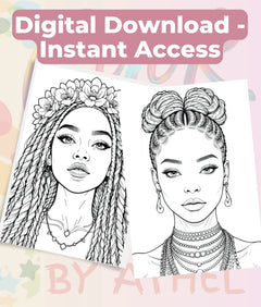 African American Women Portrait Coloring Book Bundle - CraftNest - Digital Crafting and Art