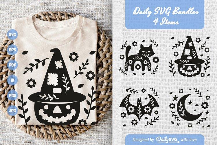 Halloween Folk Art Clipart SVG Bundle - 4 Items - CraftNest - Digital Crafting and Art