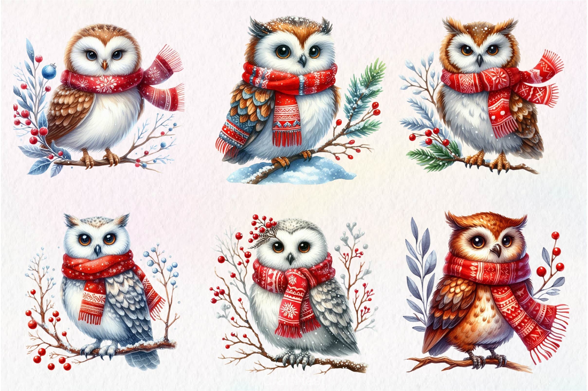 Christmas Owl Clipart Bundle 4 - CraftNest - Digital Crafting and Art