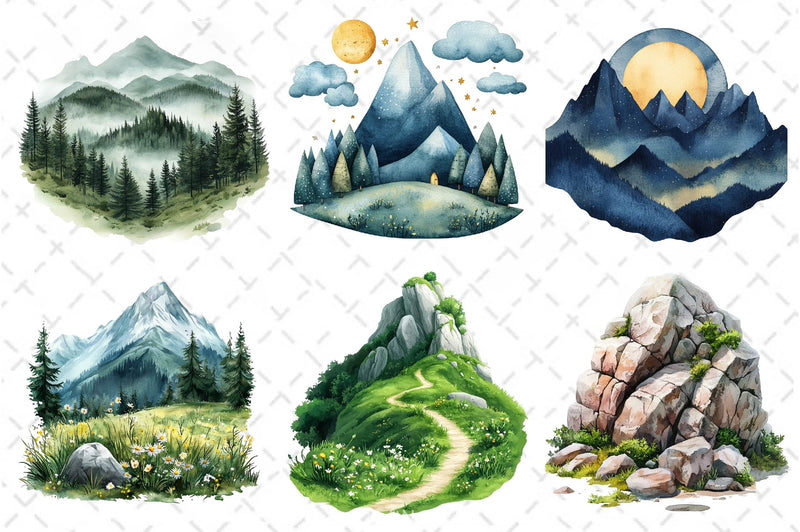 Mountain Clipart Bundle 3 - CraftNest - Digital Crafting and Art