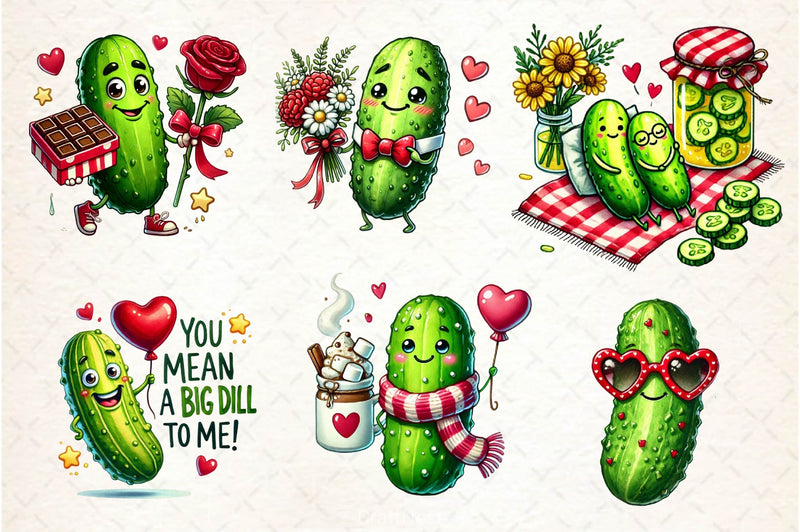 Cute Pickle In Valentines Clipart Bundle - CraftNest - Digital Crafting and Art