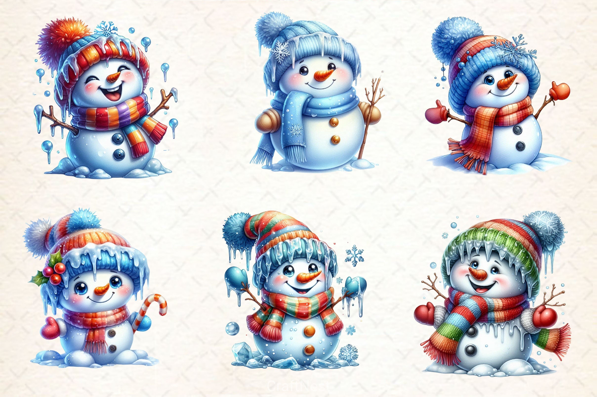 Christmas Icing Snowman Clipart Bundle - CraftNest - Digital Crafting and Art