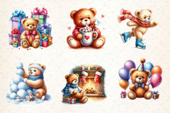 Festive Holiday Teddy Bear Clipart Bundle - CraftNest - Digital Crafting and Art