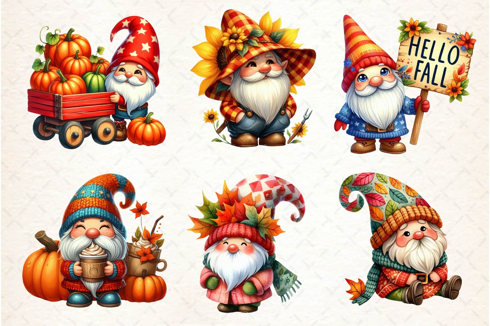 Autumn Gnomes Clipart Bundle 3 - CraftNest - Digital Crafting and Art