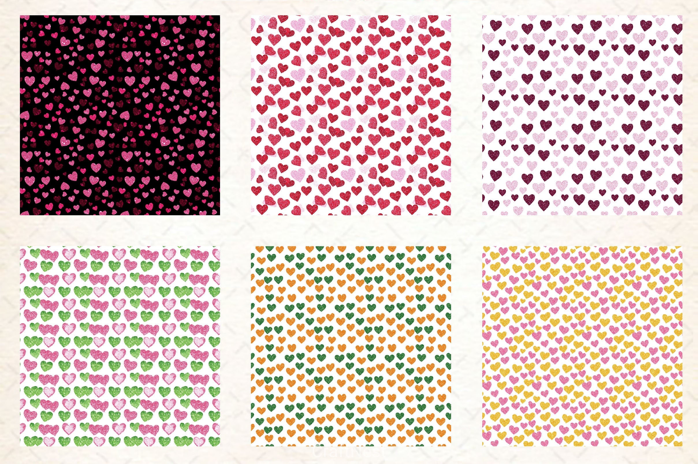 Valentines Day Heart Seamless Pattern Digital Paper - CraftNest - Digital Crafting and Art