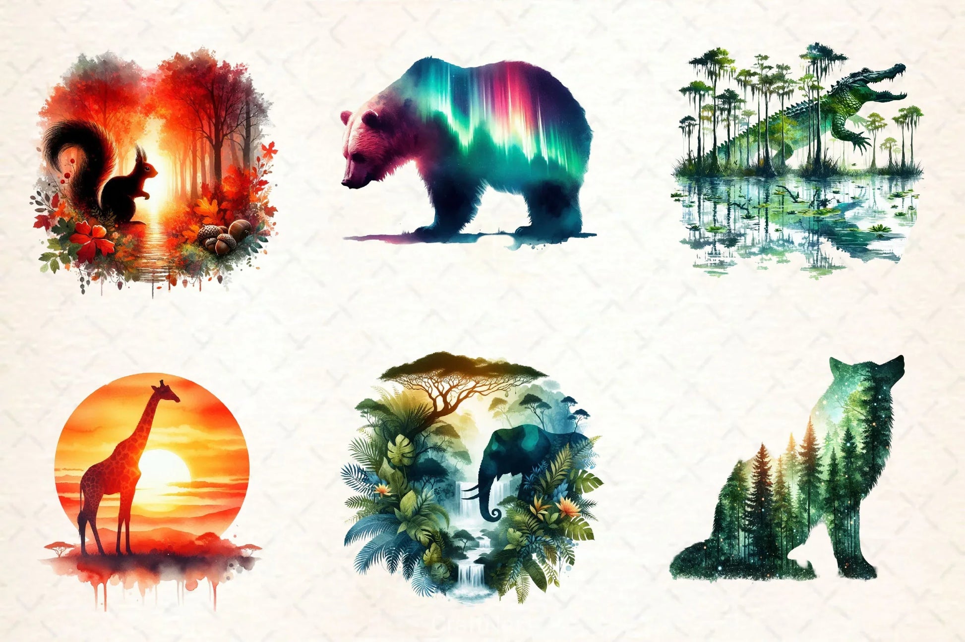 Double Exposure Animal Landscape Clipart Bundle - CraftNest - Digital Crafting and Art