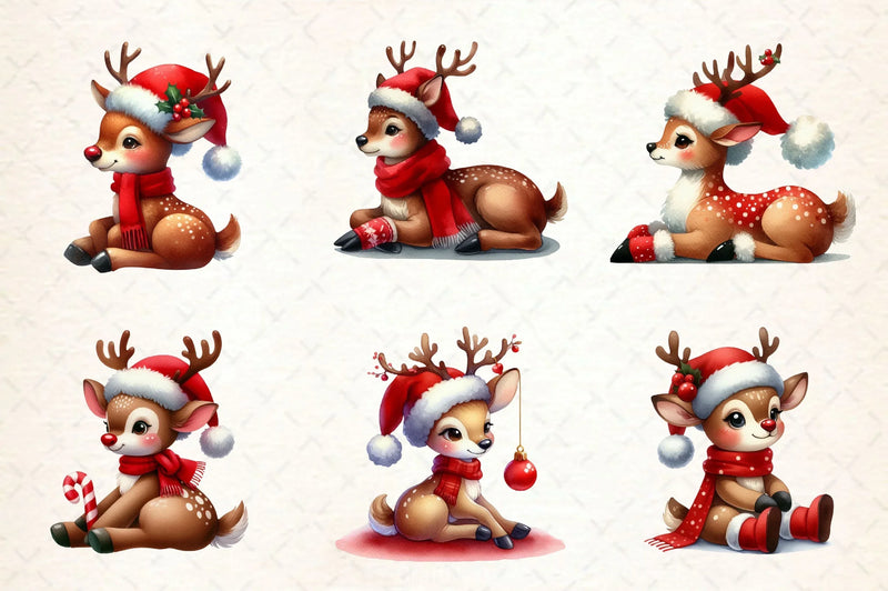 Cute Deer Christmas Clipart Bundle - CraftNest - Digital Crafting and Art